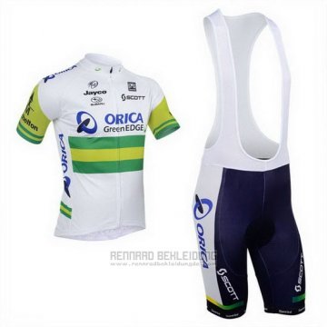 2013 Fahrradbekleidung Orica GreenEDGE Wei Trikot Kurzarm und Tragerhose