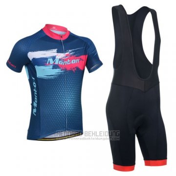 2014 Fahrradbekleidung Monton Rot und Blau Trikot Kurzarm und Tragerhose