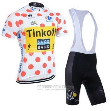 2014 Fahrradbekleidung Tour de France Saxobank Lider Wei und Rot Trikot Kurzarm und Tragerhose