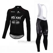 2015 Fahrradbekleidung Ettix Quick Step Shwarz und Wei Trikot Langarm und Tragerhose