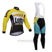 2015 Fahrradbekleidung Lotto NL Jumbo Shwarz und Gelb Trikot Langarm und Tragerhose