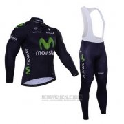 2015 Fahrradbekleidung Movistar Shwarz Trikot Langarm und Tragerhose