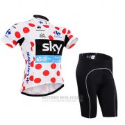 2015 Fahrradbekleidung Sky Lider Wei und Rot Trikot Kurzarm und Tragerhose