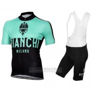 2016 Fahrradbekleidung Bianchi Grun Trikot Kurzarm und Tragerhose