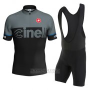 2016 Fahrradbekleidung Cinelli Shwarz und Grau Trikot Kurzarm und Tragerhose