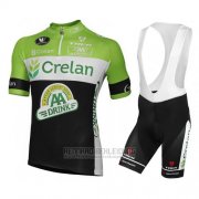 2016 Fahrradbekleidung Crelan AA Grun und Shwarz Trikot Kurzarm und Tragerhose