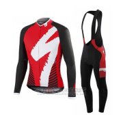 2016 Fahrradbekleidung Specialized Hell Shwarz und Rot Trikot Langarm und Tragerhose