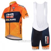 2017 Fahrradbekleidung Boels Dolmans Orange Trikot Kurzarm und Tragerhose