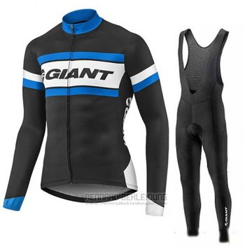 2017 Fahrradbekleidung Giant Blau und Shwarz Trikot Langarm und Tragerhose