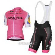 2017 Fahrradbekleidung Quick Step Rosa Trikot Kurzarm und Tragerhose