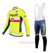 2017 Fahrradbekleidung Tinkoff Gelb Trikot Langarm und Tragerhose