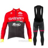 2017 Fahrradbekleidung Wieiev Rot Trikot Langarm und Tragerhose