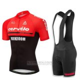 2018 Fahrradbekleidung Cervelo Rot und Shwarz Trikot Kurzarm und Tragerhose