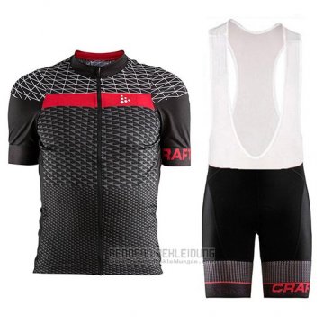 2018 Fahrradbekleidung Craft Route Shwarz und Rot Trikot Kurzarm und Tragerhose