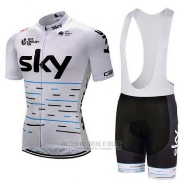 2018 Fahrradbekleidung Sky Wei und Shwarz Trikot Kurzarm und Tragerhose