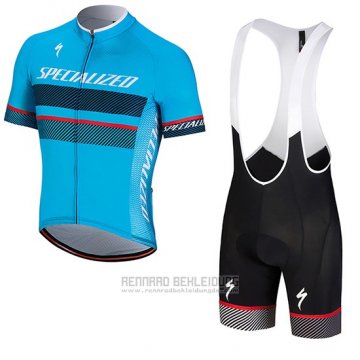 2018 Fahrradbekleidung Specialized Blau Shwarz Rot Trikot Kurzarm und Tragerhose