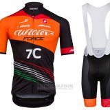 2018 Fahrradbekleidung Wieiev Force 7c Orange Shwarz Trikot Kurzarm und Tragerhose