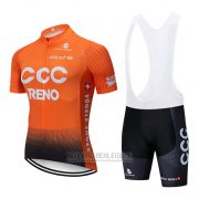 2019 Fahrradbekleidung CCC Orange Trikot Kurzarm und Tragerhose
