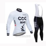 2019 Fahrradbekleidung CCC Wei Trikot Langarm und Tragerhose