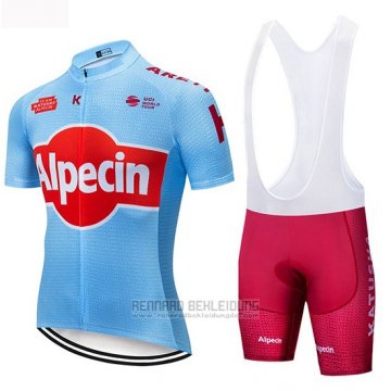 2019 Fahrradbekleidung Katusha Alpecin Blau Rot Trikot Kurzarm und Tragerhose