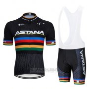 2019 Fahrradbekleidung UCI Weltmeister Movistar Shwarz Wei Trikot Kurzarm und Tragerhose