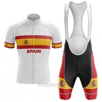 2020 Fahrradbekleidung Champion Spanien Wei Trikot Kurzarm und Tragerhose