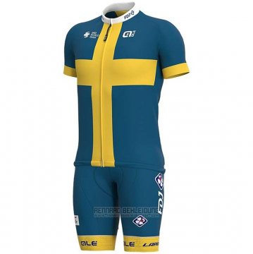 2020 Fahrradbekleidung Groupama-FDJ Champion Schweden Trikot Kurzarm und Tragerhose