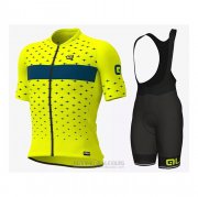 2021 Fahrradbekleidung ALE Gelb Blau Trikot Kurzarm und Tragerhose