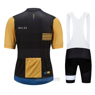 2021 Fahrradbekleidung Le Col Braun Gelb Trikot Kurzarm und Tragerhose