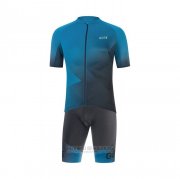 2022 Fahrradbekleidung Gore Blau Trikot Kurzarm und Tragerhose