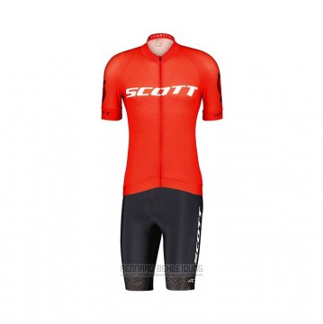 2022 Fahrradbekleidung Scott Rot Wei Trikot Kurzarm und Tragerhose