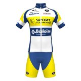 2022 Fahrradbekleidung Sport Vlaanderen-baloise Blau Gelb Trikot Langarm und Tragerhose