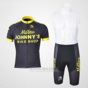 2010 Fahrradbekleidung Johnnys Shwarz und Gelb Trikot Kurzarm und Tragerhose