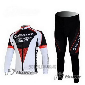 2011 Fahrradbekleidung Giant Shwarz und Wei Trikot Langarm und Tragerhose