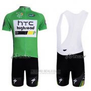 2011 Fahrradbekleidung HTC Highroad Grun und Wei Trikot Kurzarm und Tragerhose