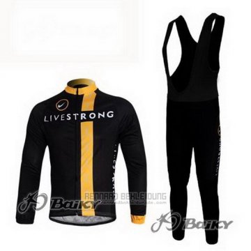 2011 Fahrradbekleidung Livestrong Shwarz und Gelb Trikot Langarm und Tragerhose