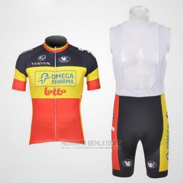 2011 Fahrradbekleidung Omega Pharma Lotto Champion Belga Trikot Kurzarm und Tragerhose