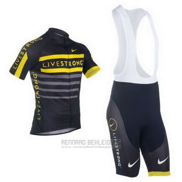 2013 Fahrradbekleidung Livestrong Shwarz und Gelb Trikot Kurzarm und Tragerhose