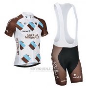 2014 Fahrradbekleidung Ag2rla Braun Trikot Kurzarm und Tragerhose