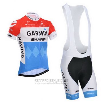 2014 Fahrradbekleidung Garmin Sharp Hellblau und Rot Trikot Kurzarm und Tragerhose