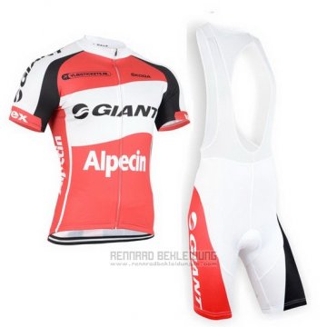 2015 Fahrradbekleidung Giant Alpecin Rot und Wei Trikot Kurzarm und Tragerhose