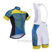 2015 Fahrradbekleidung Hincapie Blau und Gelb Trikot Kurzarm und Tragerhose