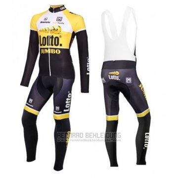 2015 Fahrradbekleidung Lotto NL Jumbo Gelb und Shwarz Trikot Langarm und Tragerhose