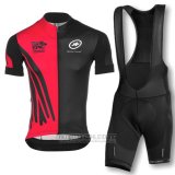 2016 Fahrradbekleidung Assos Rot und Shwarz Trikot Kurzarm und Tragerhose