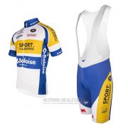 2016 Fahrradbekleidung Sport Vlaanderen Baloise Wei und Gelb Trikot Kurzarm und Tragerhose