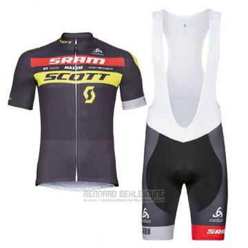 2017 Fahrradbekleidung Scott Shwarz und Gelb Trikot Kurzarm und Tragerhose