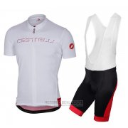 2017 Fahrradbekleidung Castelli Wei Trikot Kurzarm und Tragerhose