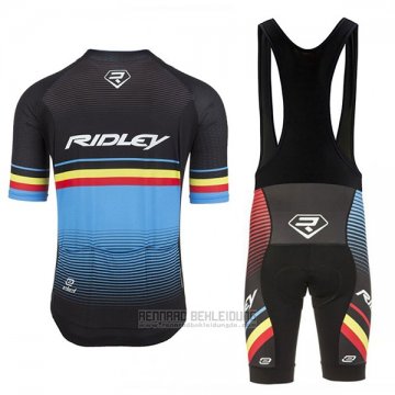 2017 Fahrradbekleidung Ridley Rincon Hellblau und Shwarz Trikot Kurzarm und Tragerhose