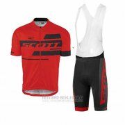 2017 Fahrradbekleidung Scott Rot und Shwarz Trikot Kurzarm und Tragerhose