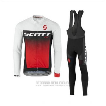 2017 Fahrradbekleidung Scott Wei und Rot Trikot Langarm und Tragerhose